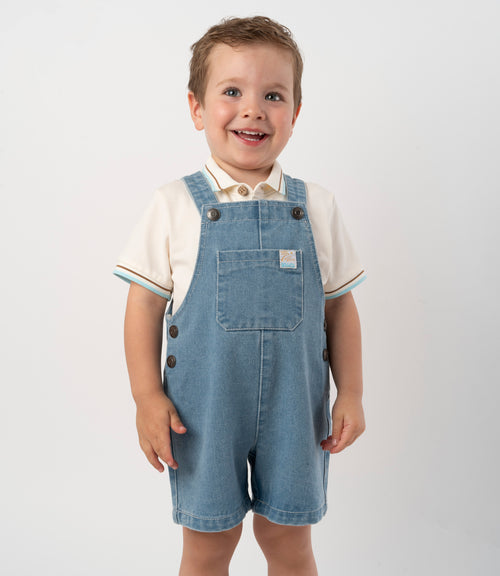 Jardinera bebé niño denim 6 meses / Celeste