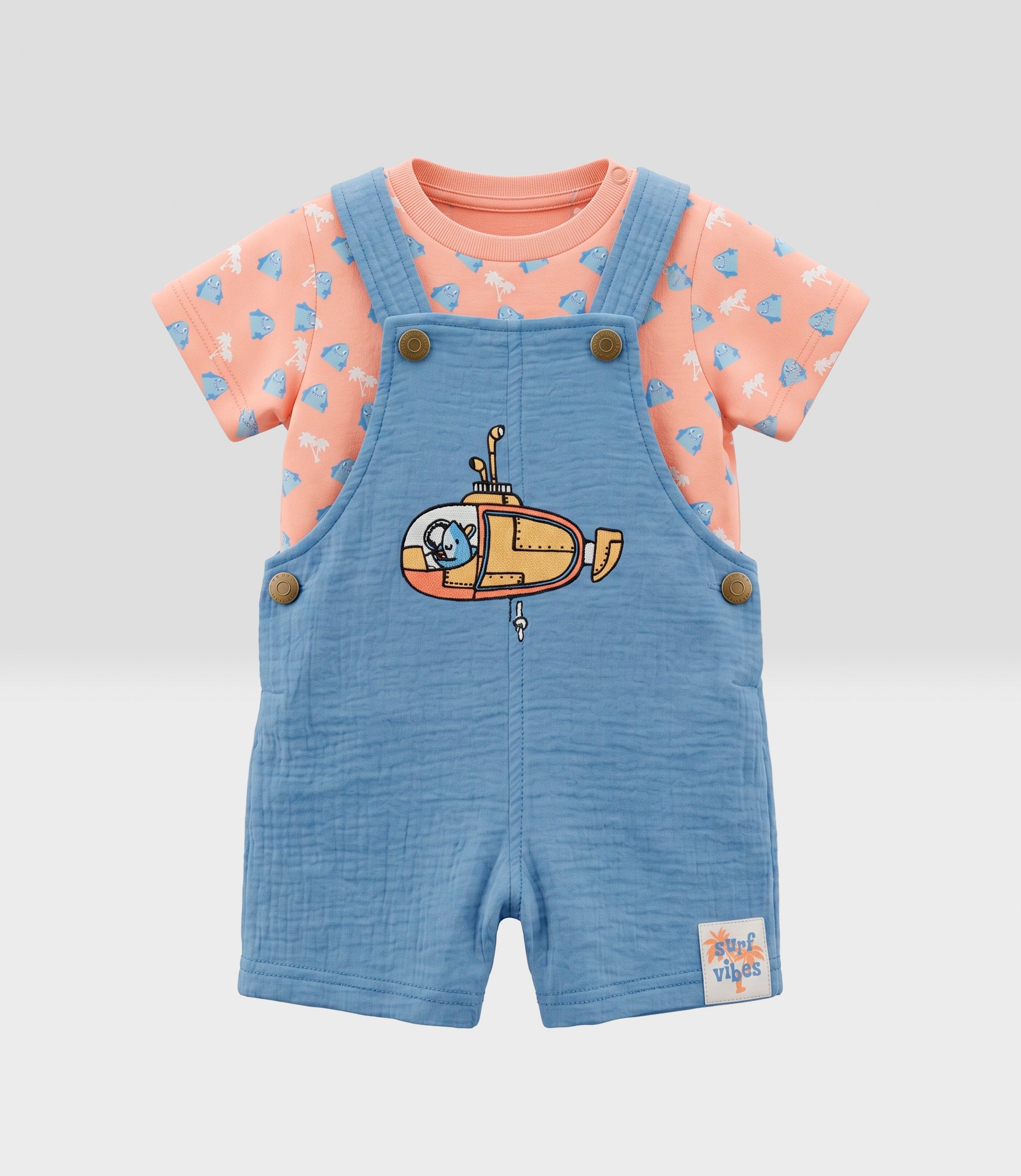 Jardinera bebé niño con polera 6 meses / Celeste