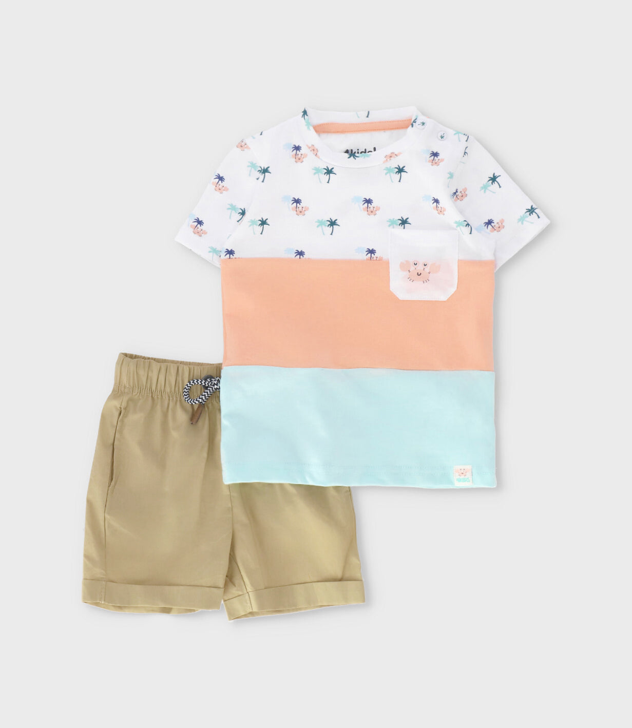 Conjunto bebé niño con palmeras 6 meses / Beige