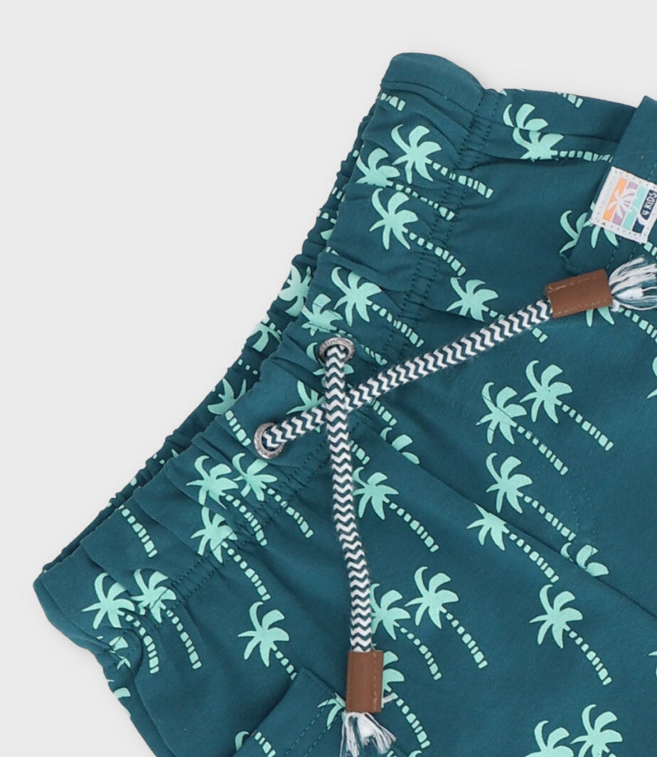 Bermuda bebé niño con palmeras 6 meses / Verde
