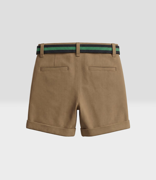 Bermuda bebé twill con cinturón 6 meses / Beige