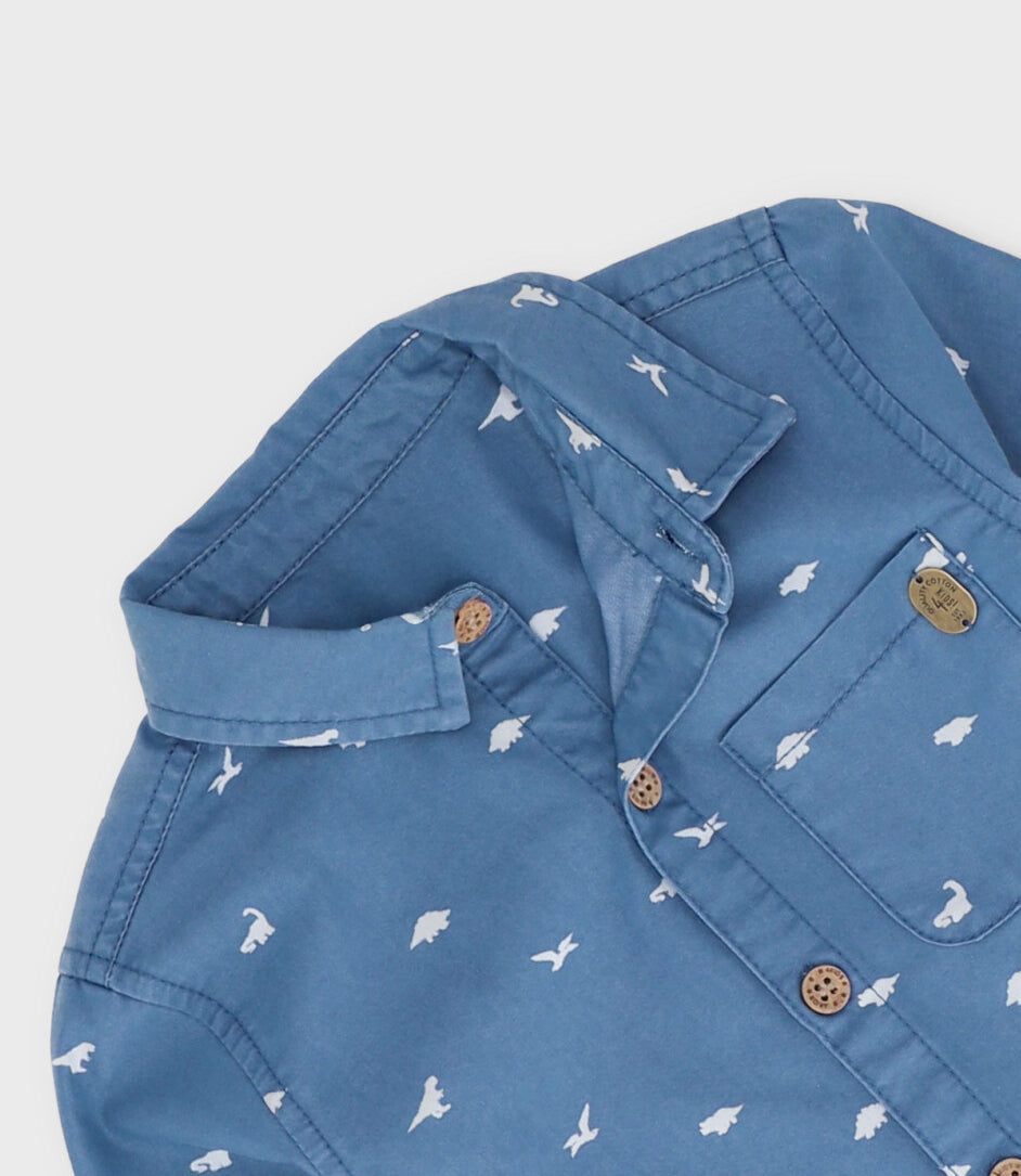 Camisa bebé niño denim 6 meses / Celeste