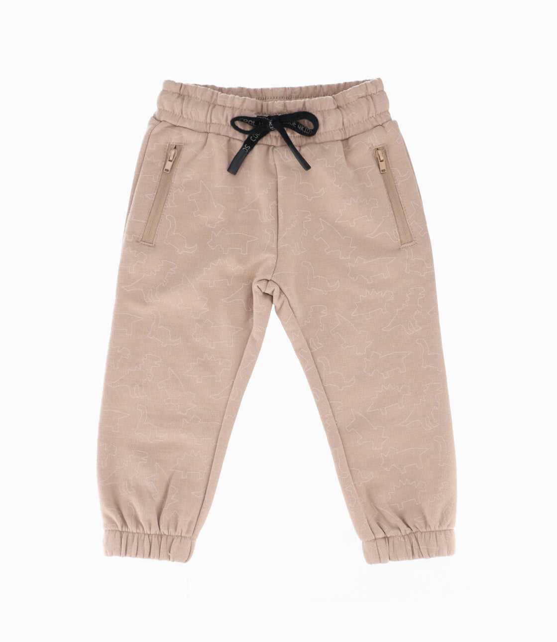 Pantalón de buzo bebé niño con dinosaurios 6 meses / Beige