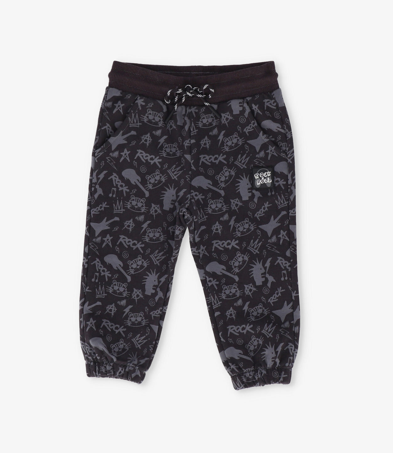 Pantalón de buzo bebé niño rock 6 meses / Negro