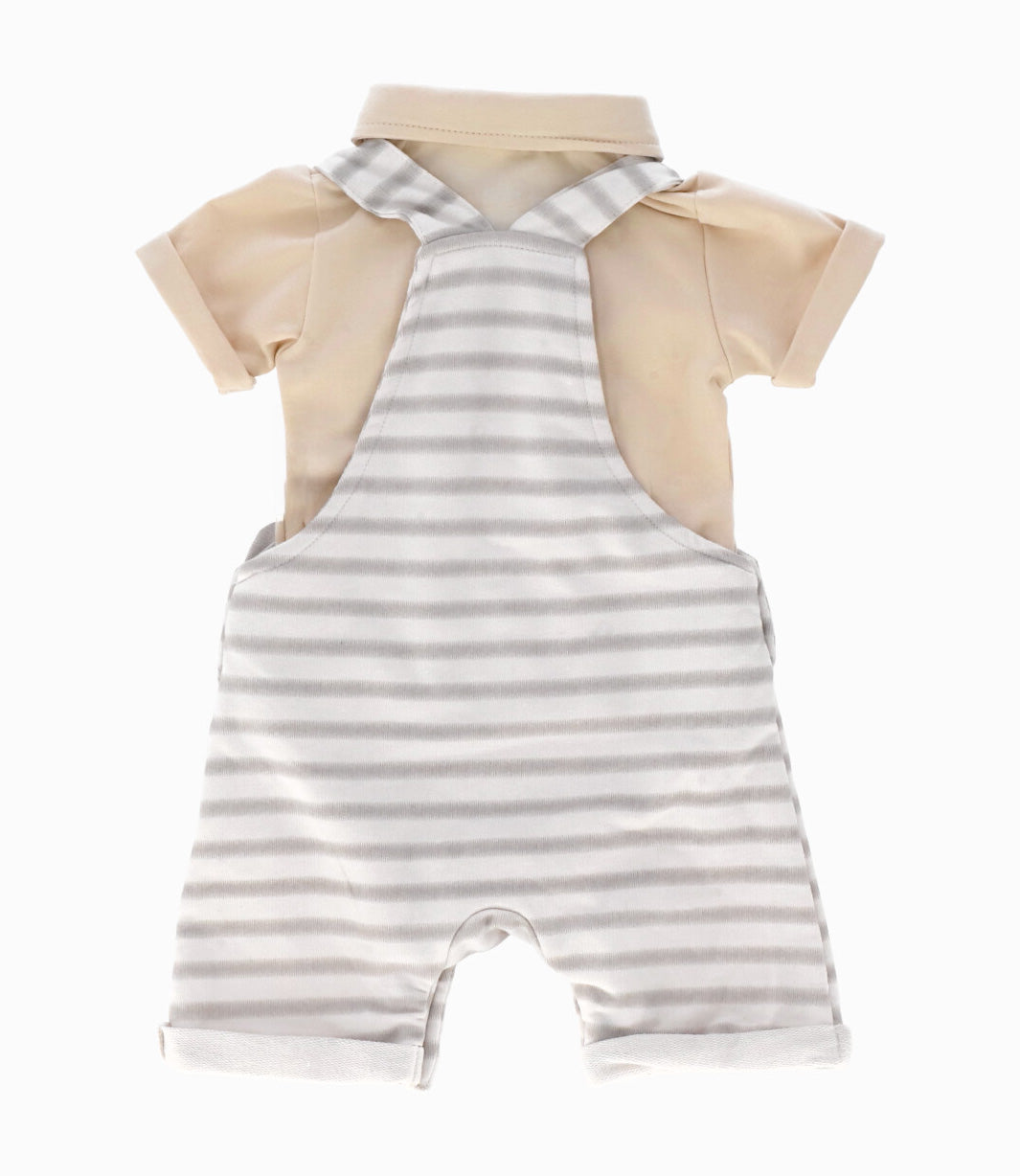 Jardinera recien nacido con rayas 0 meses / Beige