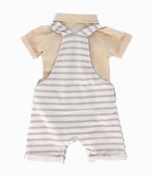 Jardinera recien nacido con rayas 0 meses / Beige