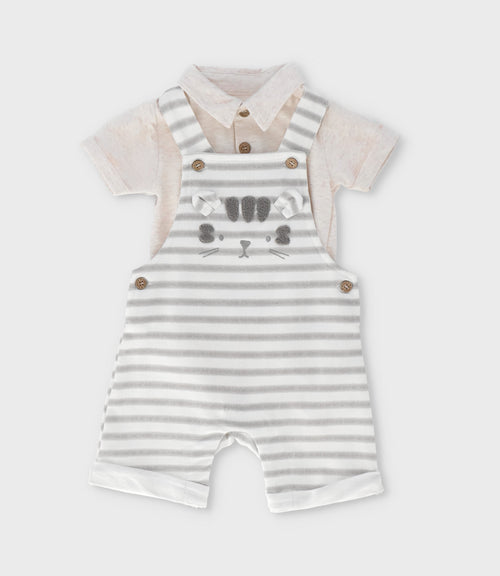 Jardinera recién nacido con rayas 0 meses / Beige