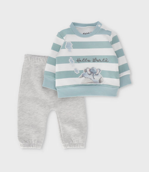 Buzo recién nacido con rayas 0 meses / Gris