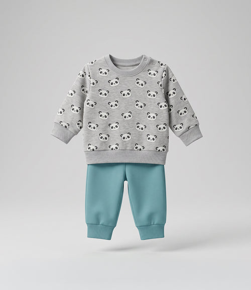 Buzo recién nacido con pandas 0 meses / Gris
