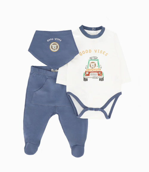 Conjunto recién nacido good vibes 0 meses / Azul