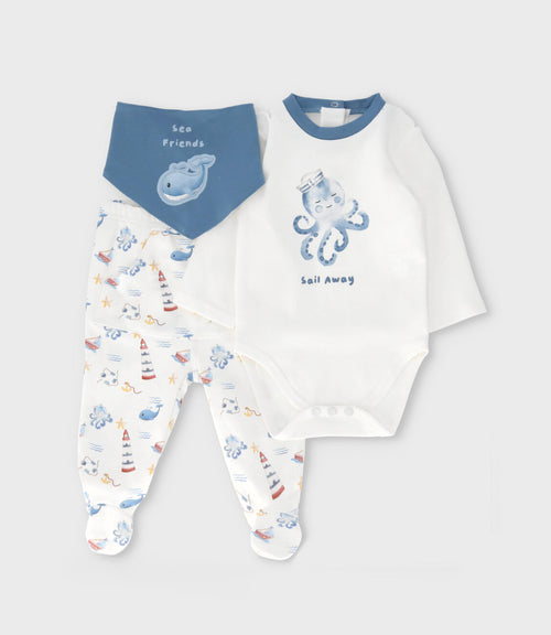 Conjunto recién nacido de mar 0 meses / Celeste