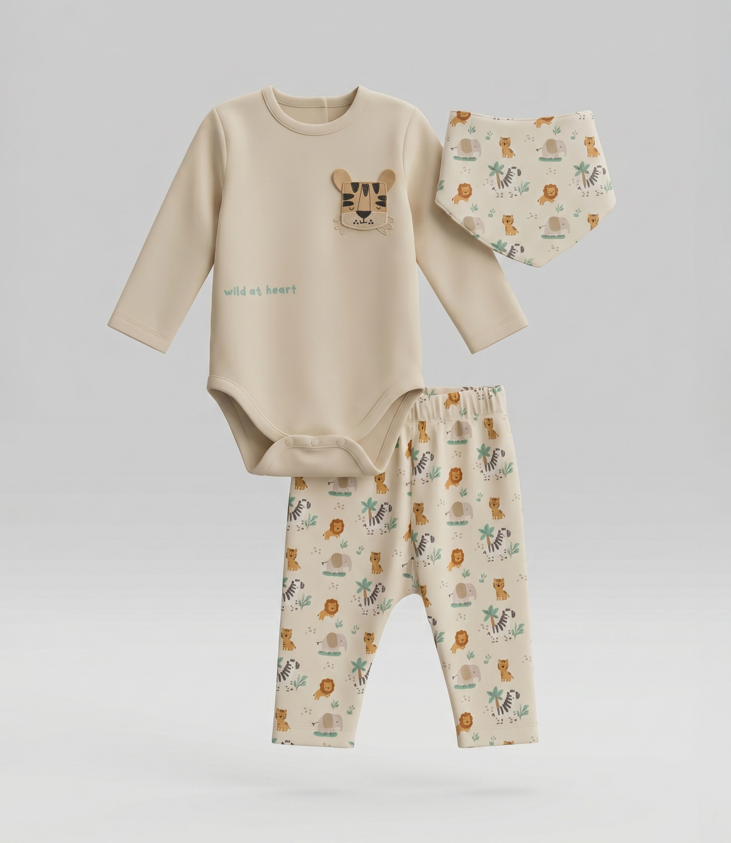 Conjunto recién nacido con animales 0 meses / Crudo