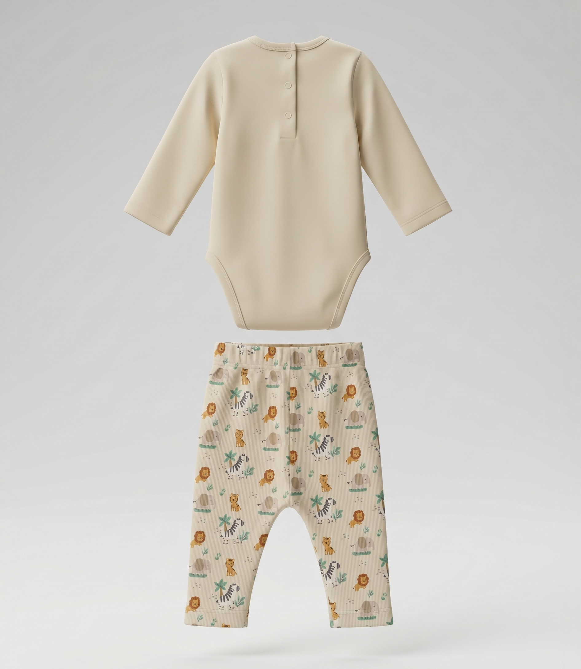 Conjunto recién nacido con animales 0 meses / Crudo