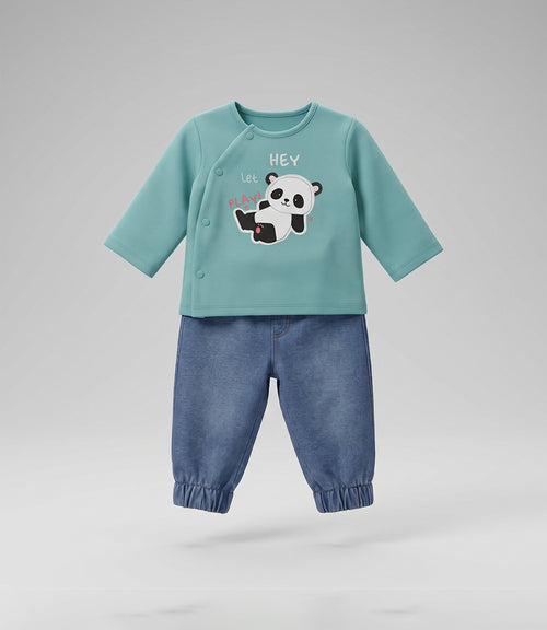 Conjunto recién nacido con panda 0 meses / Menta