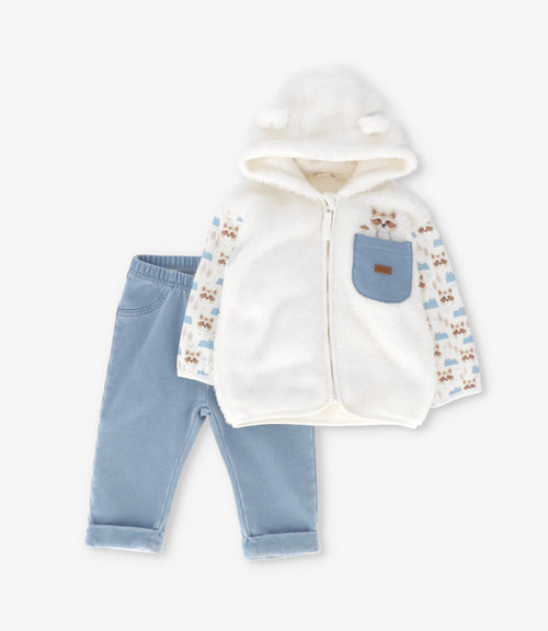 Conjunto recién nacido con polerón 0 meses / Crudo