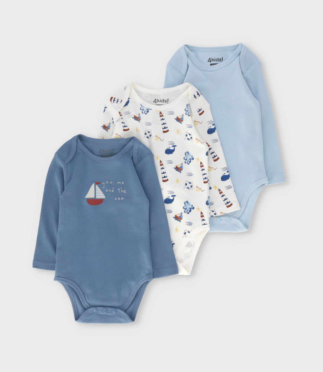 Pack body recién nacido 3 unidades 0 meses / Azul