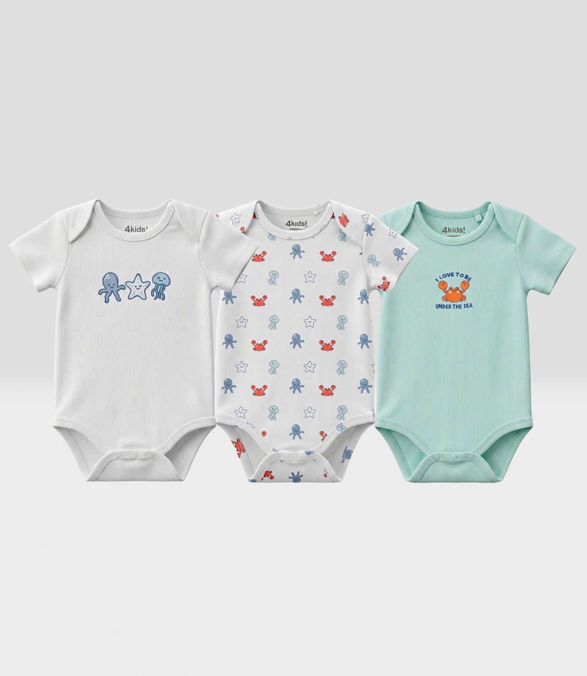 Pack body recién nacido 3 unidades 0 meses / Celeste