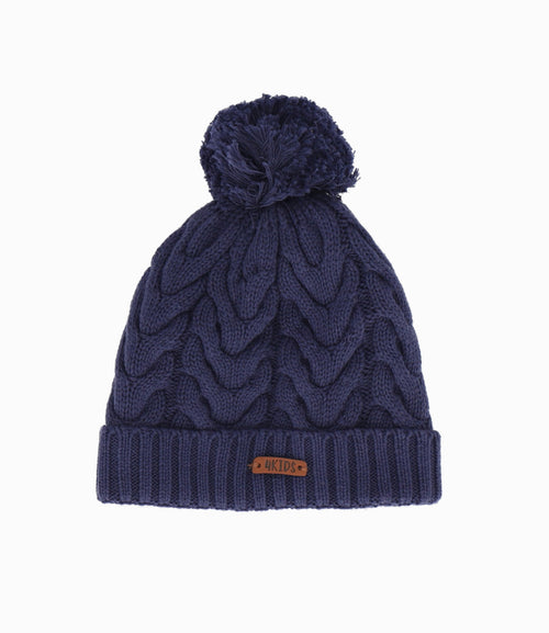 Gorro niño trenzado Talla única / Azul marino