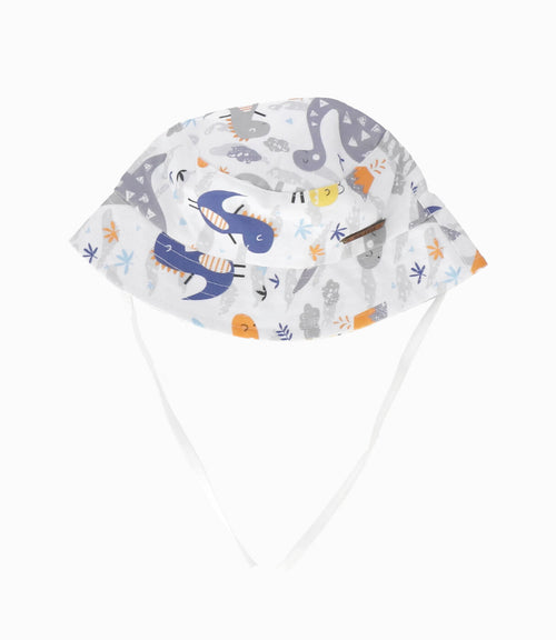 Gorro recién nacido bucket de dinosaurio Talla única / Blanco
