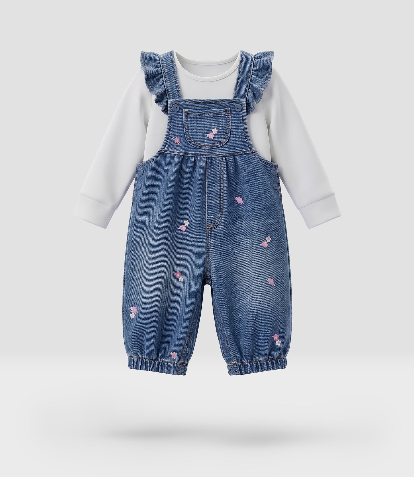 Jardinera recién nacida denim con body