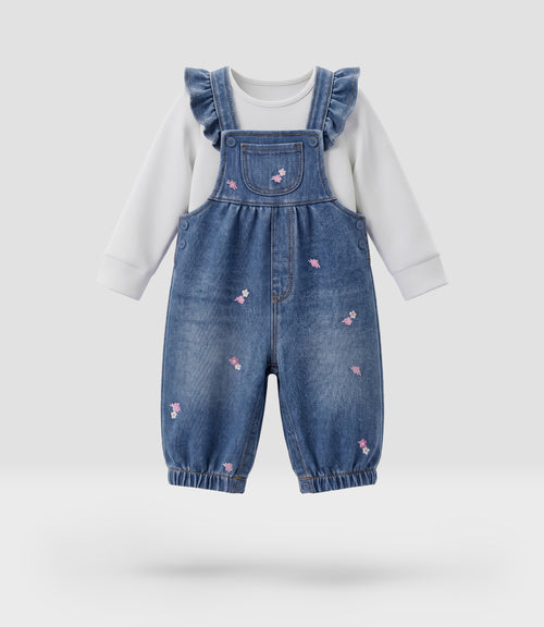 Jardinera recién nacida denim con body