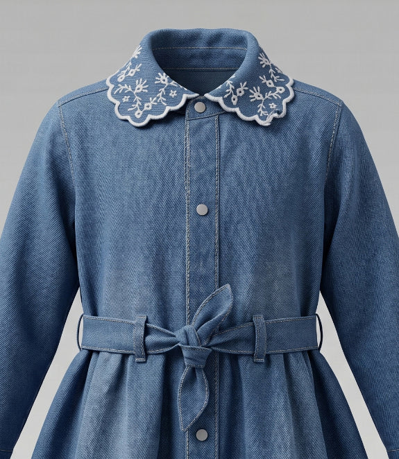 Vestido bebé de denim con bordados