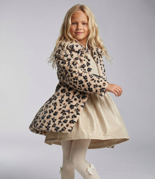 Vestido con abrigo niña animal print