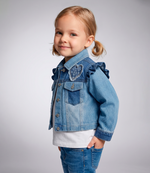 Chaqueta bebé boho con corazones