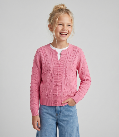 Chaleco niña cardigan con bordados