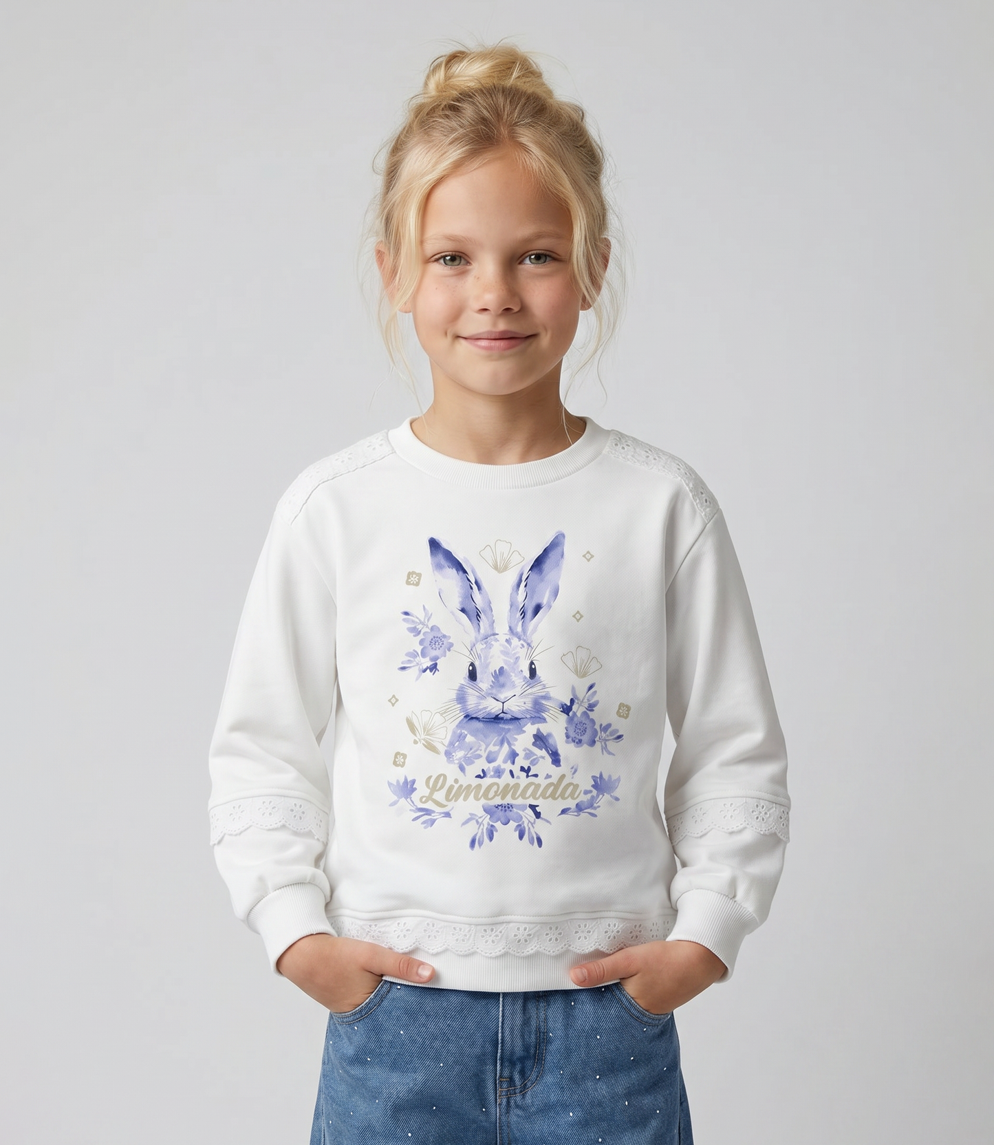 Polerón niña con conejo boho