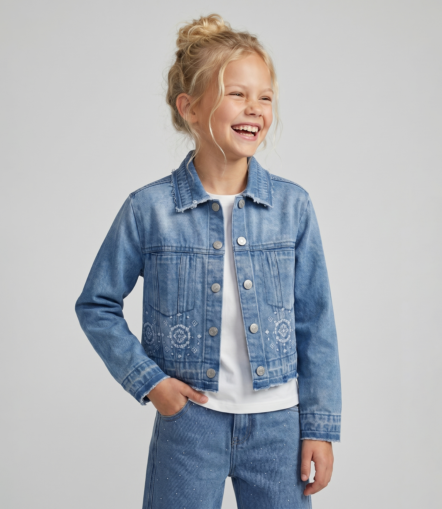 Chaqueta niña boho de denim