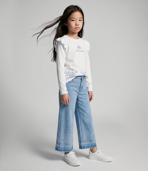 Jeans niña acampanado boho