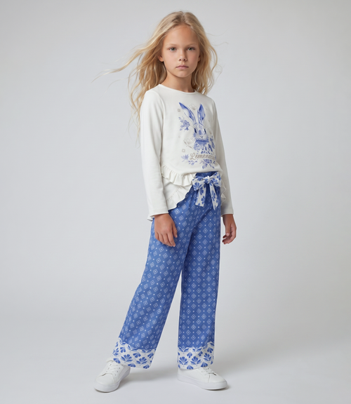 Pantalón niña de lino boho