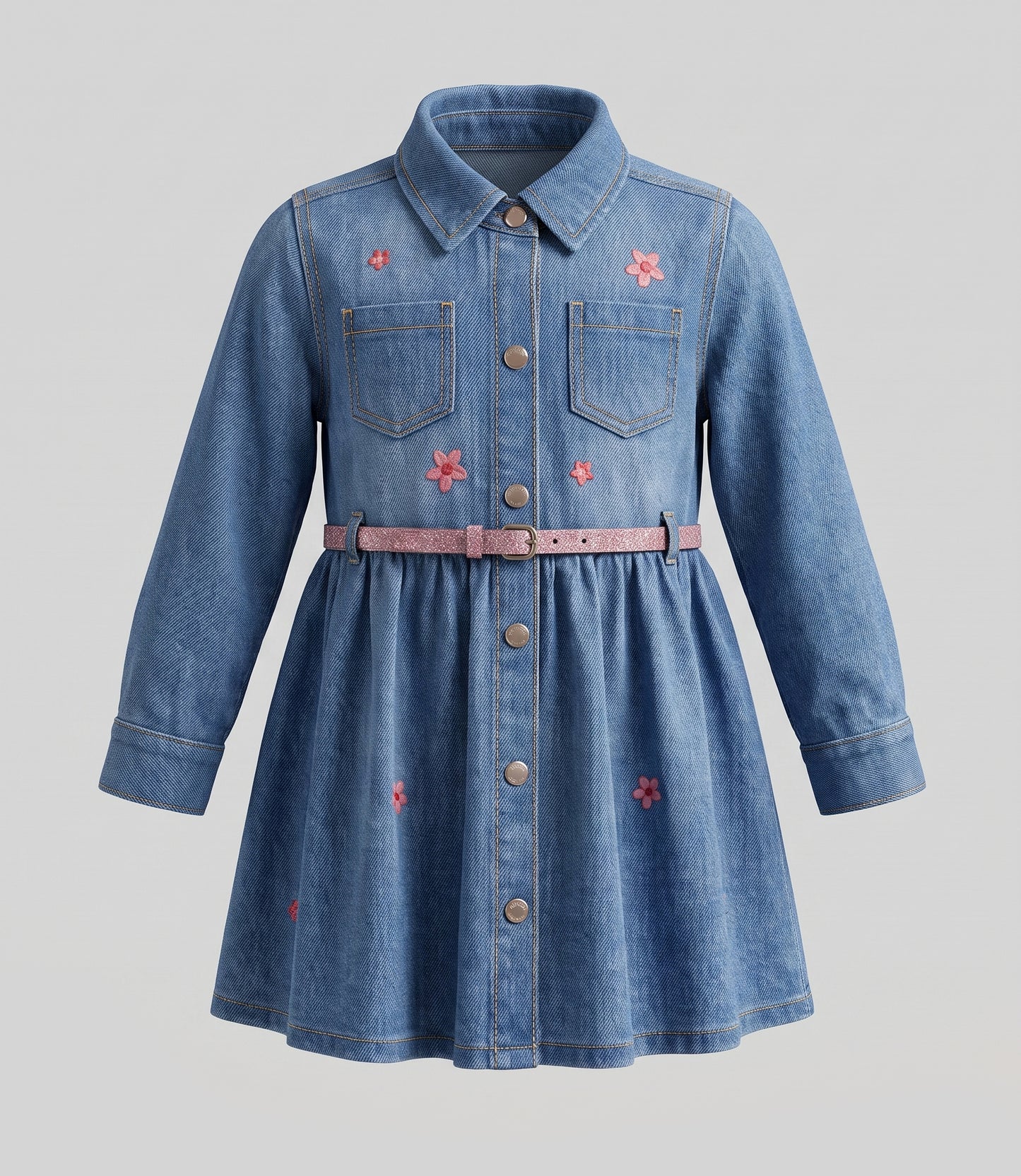 Vestido niña denim con flores
