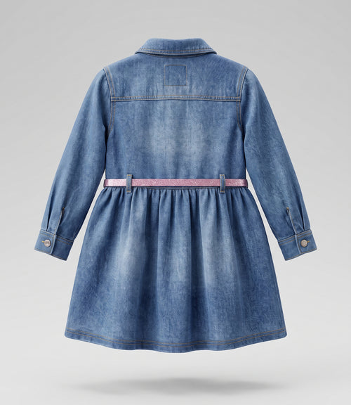 Vestido niña denim con flores