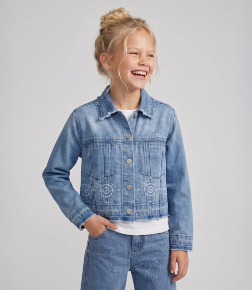 Chaqueta niña boho de denim