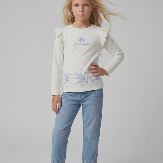 Jeans niña balloon con brillos