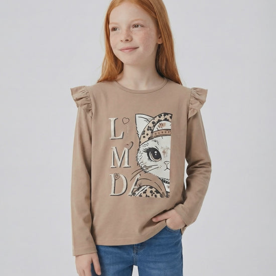 Polera niña con gato