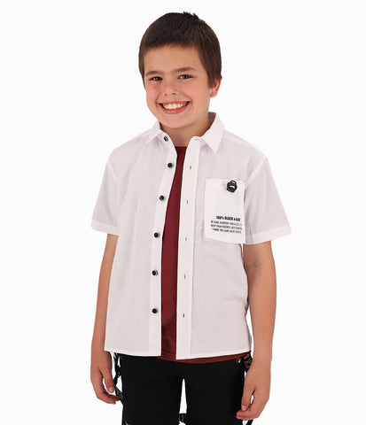 Camisa Niño Con bolsillos ajustables Black and Blue Blanco