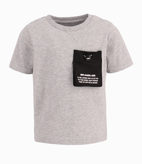 Polera Bebé Con Bolsillo de Diseño Ajustable Black and Blue Gris
