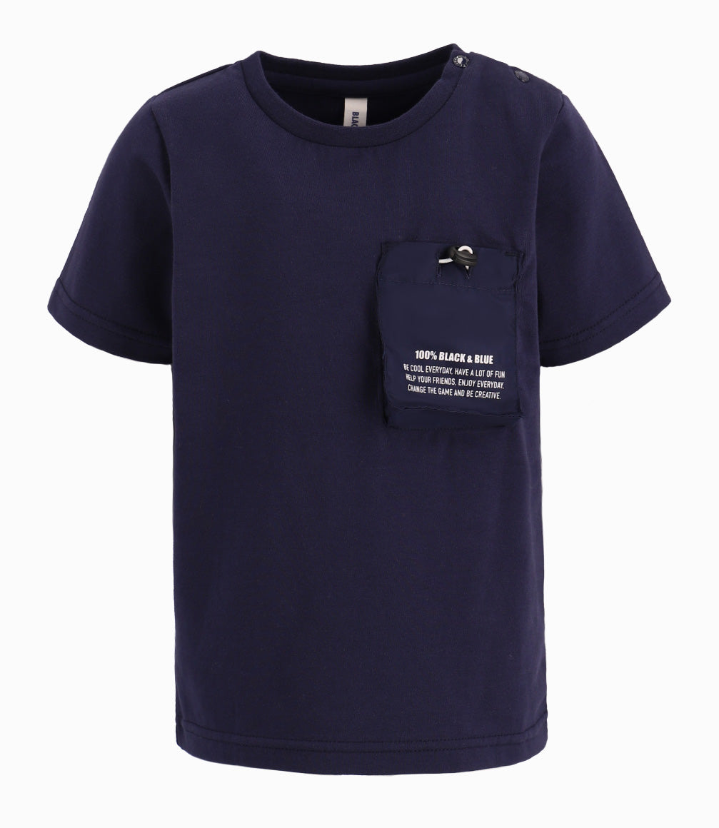Polera Bebé Con Bolsillo de Diseño Ajustable Black and Blue Azul Marino