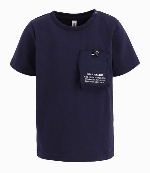 Polera Bebé Con Bolsillo de Diseño Ajustable Black and Blue Azul Marino