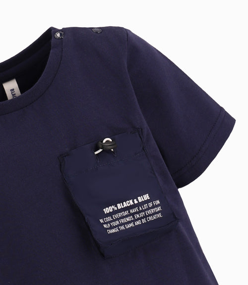 Polera Bebé Con Bolsillo de Diseño Ajustable Black and Blue Azul Marino