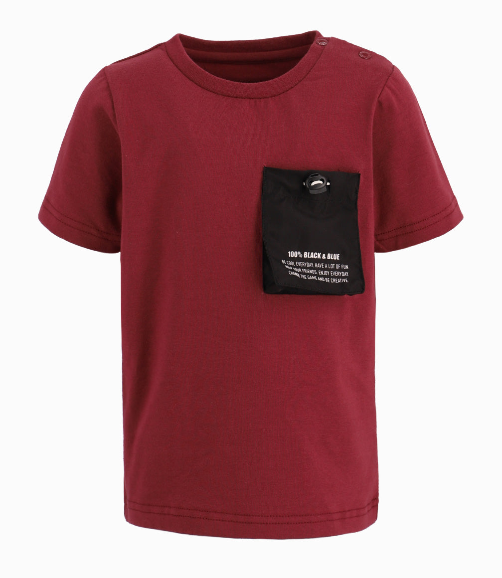 Polera Bebé Con Bolsillo de Diseño Ajustable Black and Blue Burdeo