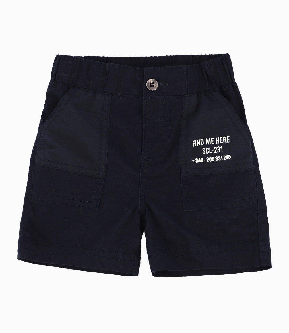 Bermuda Bebé Con bolsillos de parche Black and Blue Azul Marino