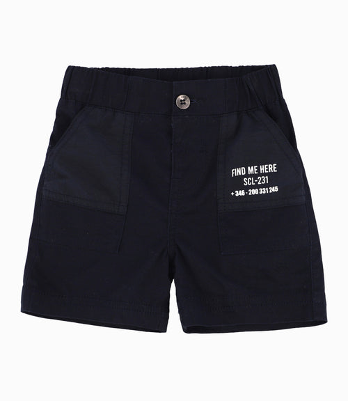 Bermuda Bebé Con bolsillos de parche Black and Blue Azul Marino