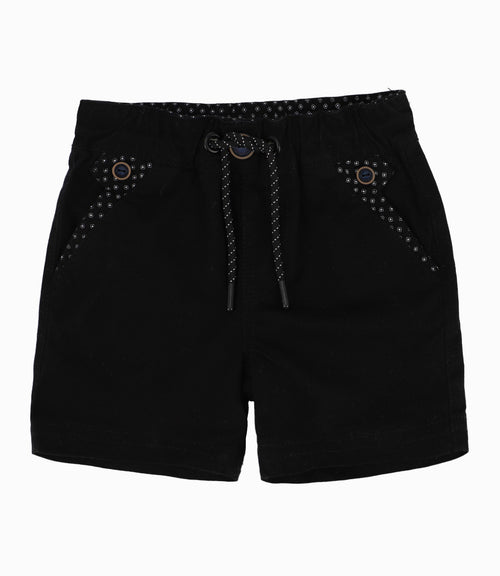 Bermuda Bebé Con cordón ajustable y diseño interior Black and Blue Negro
