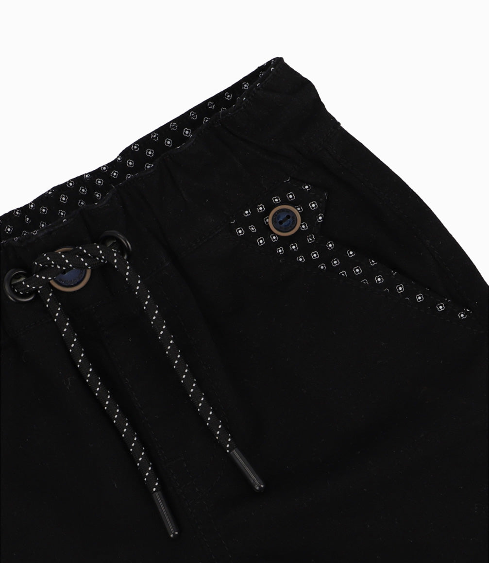 Bermuda Bebé Con cordón ajustable y diseño interior Black and Blue Negro