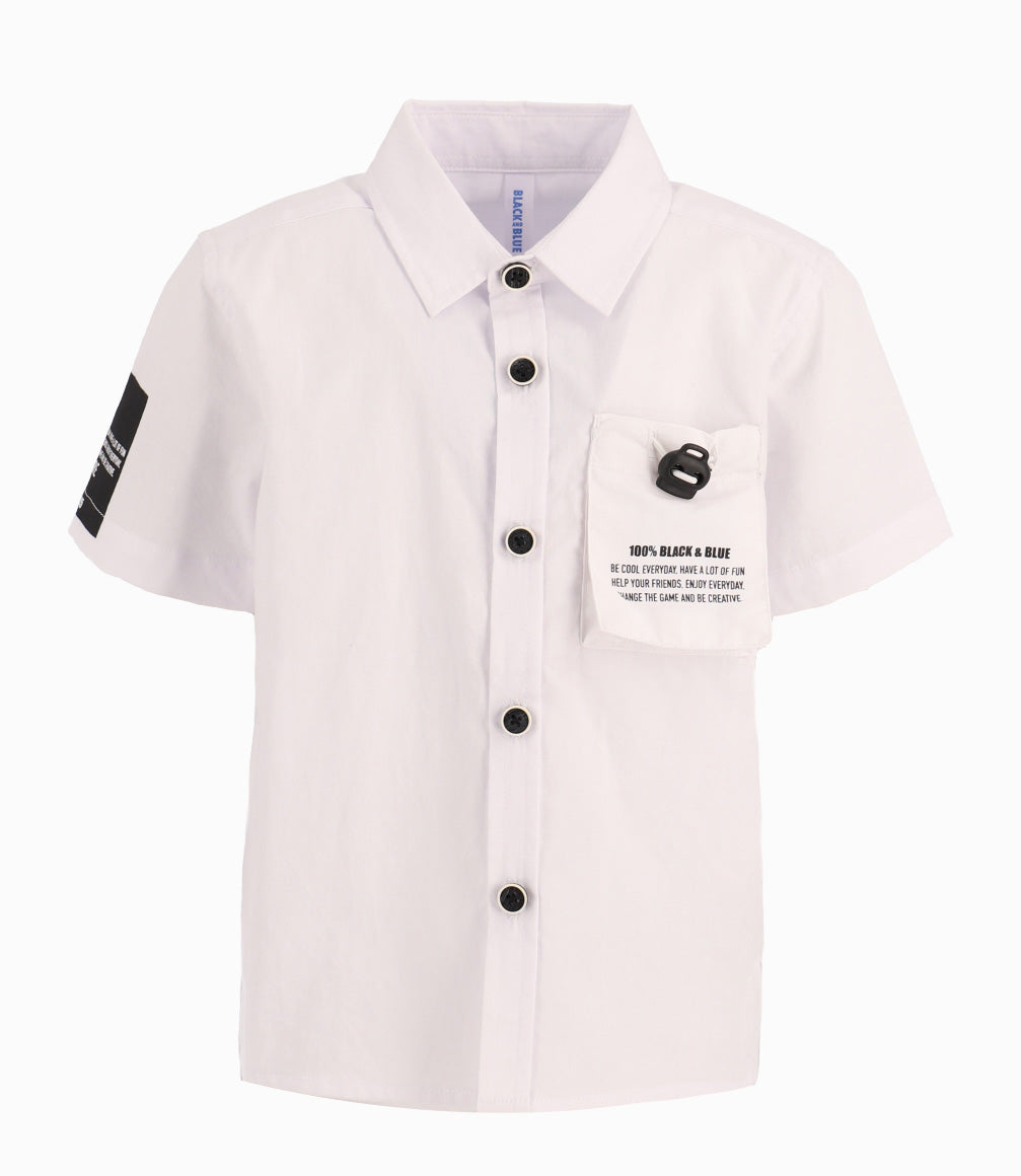 Camisa Bebé Con bolsillo ajustables Black and Blue Blanco