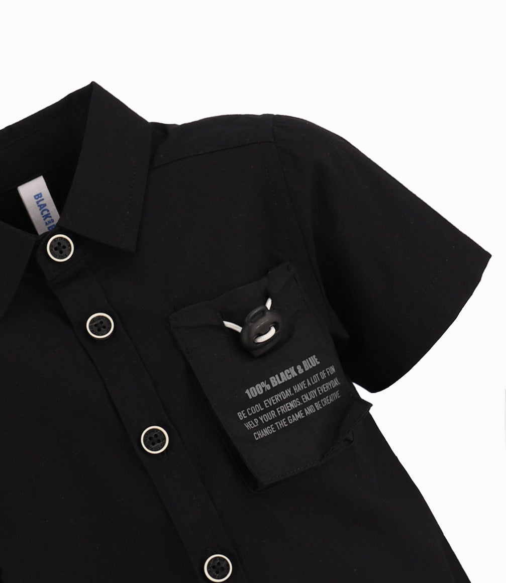 Camisa Bebé Con bolsillo ajustables Black and Blue Negro